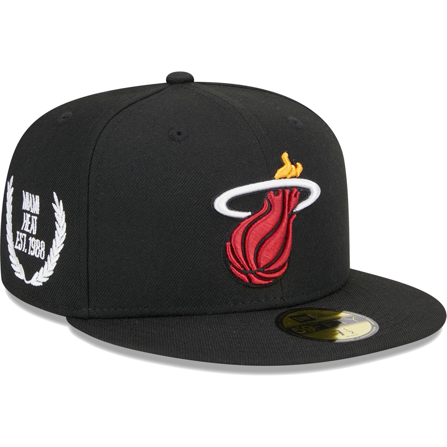 Miami Heat New Era Camo Undervisor Laurels 59FIFTY Fitted Hat - Black