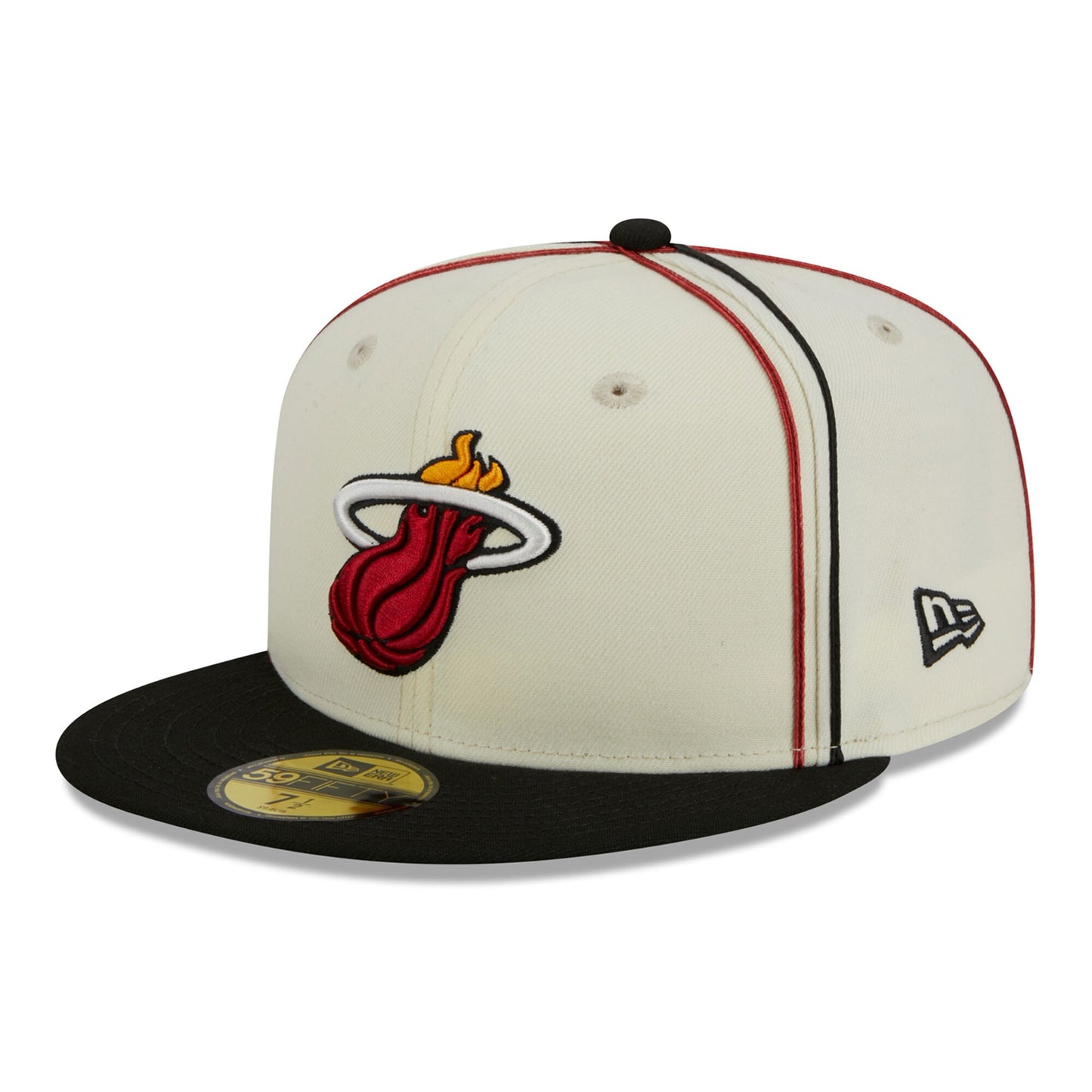 Miami Heat New Era Piping 2-Tone 59FIFTY Fitted Hat - Cream/Black