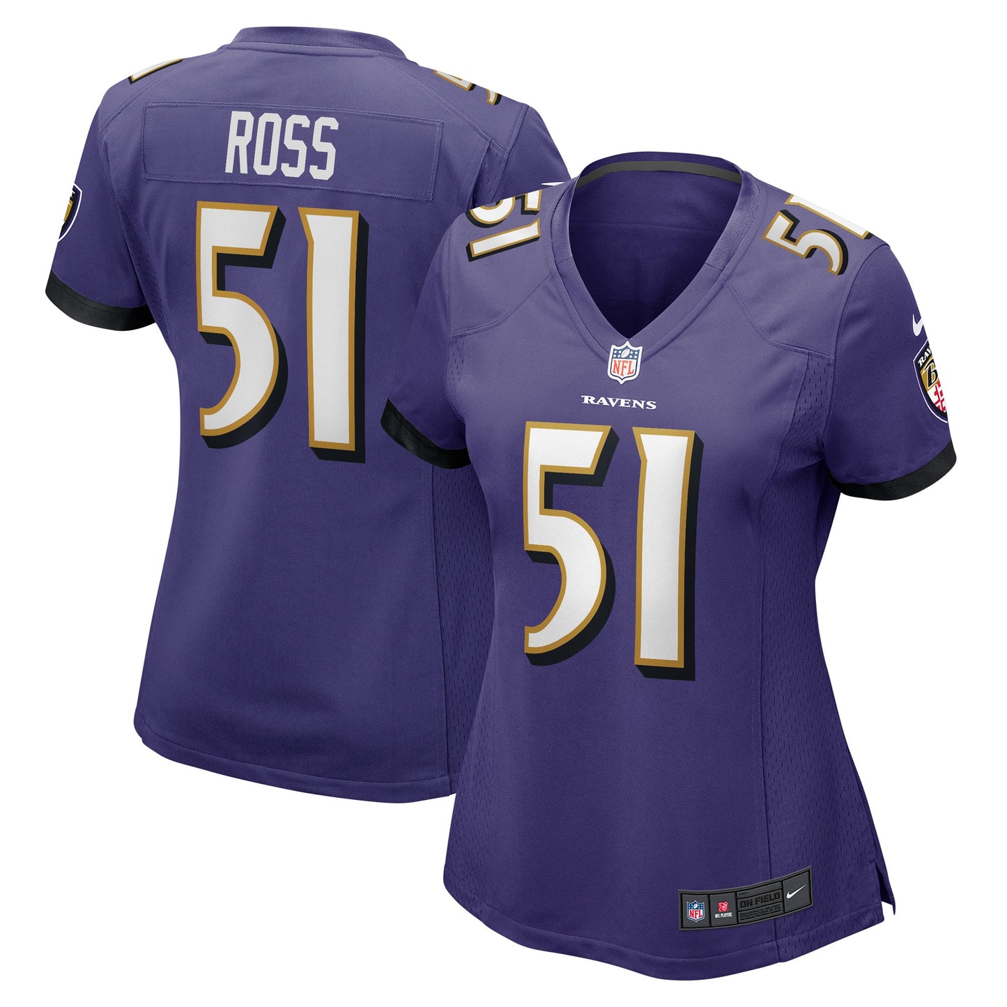 Josh Ross Baltimore Ravens Nike Women's Game Player Jersey - Purple