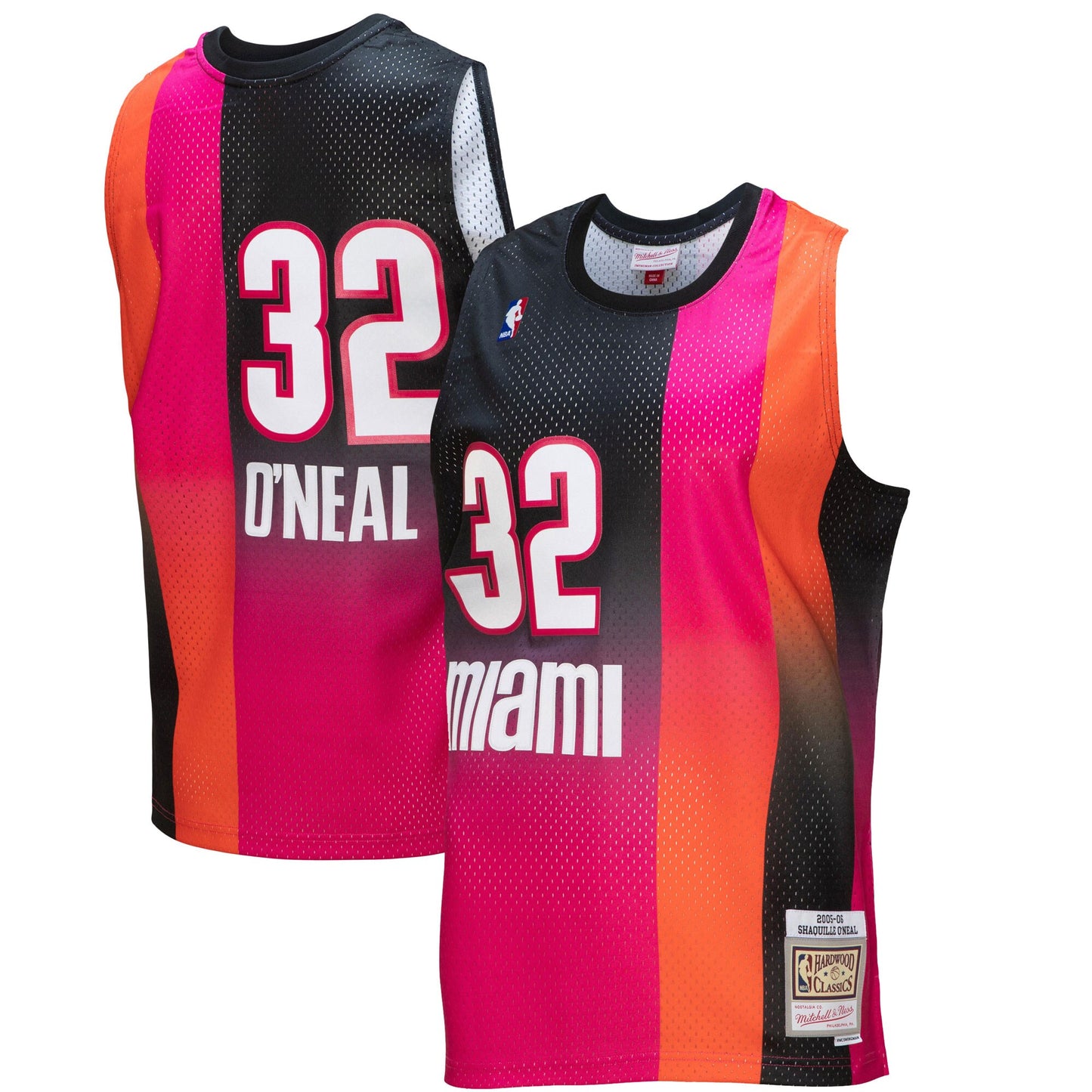 Shaquille O'Neal Miami Heat Mitchell & Ness 2005/06 Hardwood Classics Fadeaway Swingman Player Jersey - Pink/Black