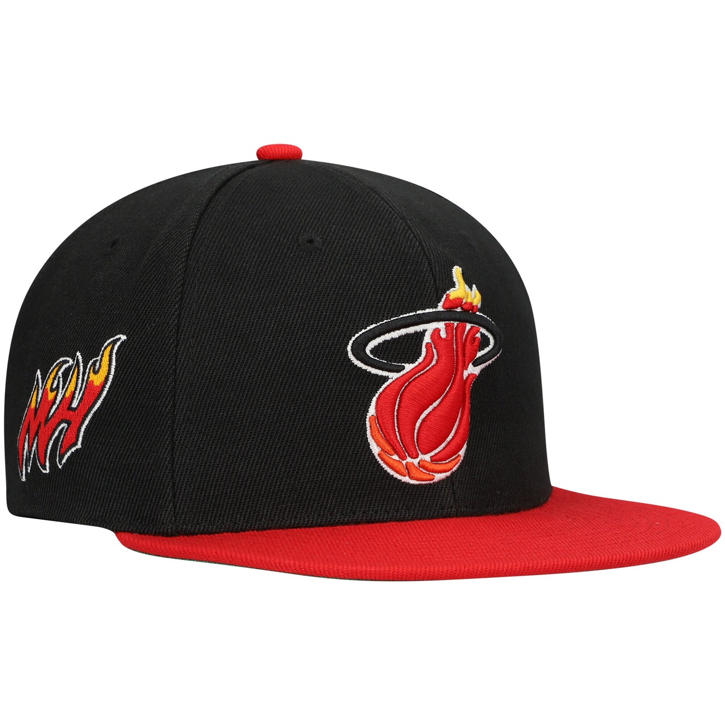 Miami Heat Mitchell & Ness Hardwood Classics Core Side Snapback Hat - Black/Red