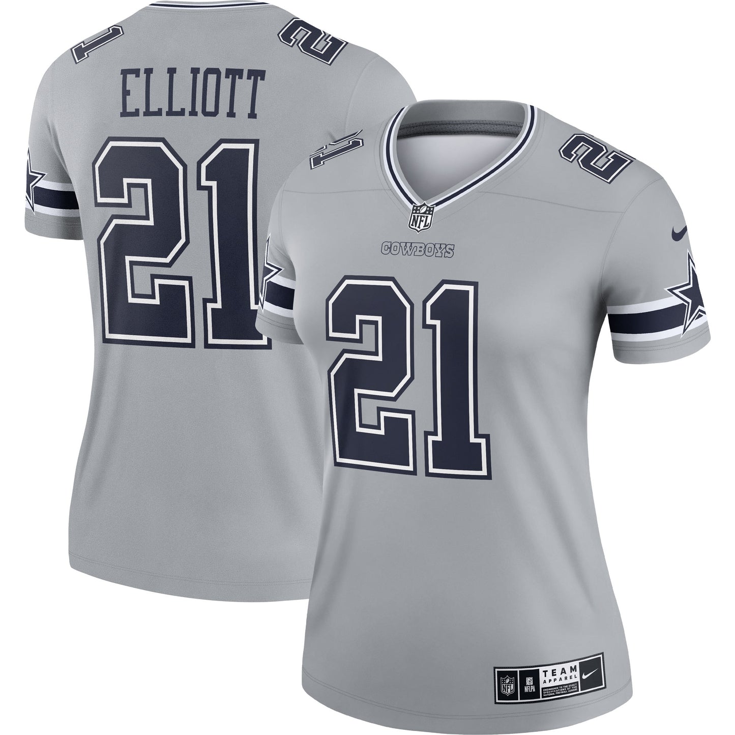 Ezekiel Elliott Dallas Cowboys Nike Women's Inverted Legend Jersey - Gray