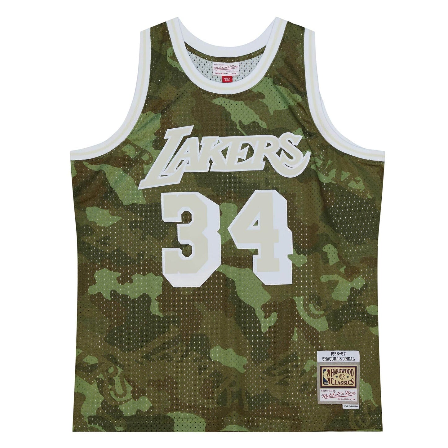 Ghost Green Camo Swingman Shaquille O'Neal Los Angeles Lakers 1996-97 Jersey