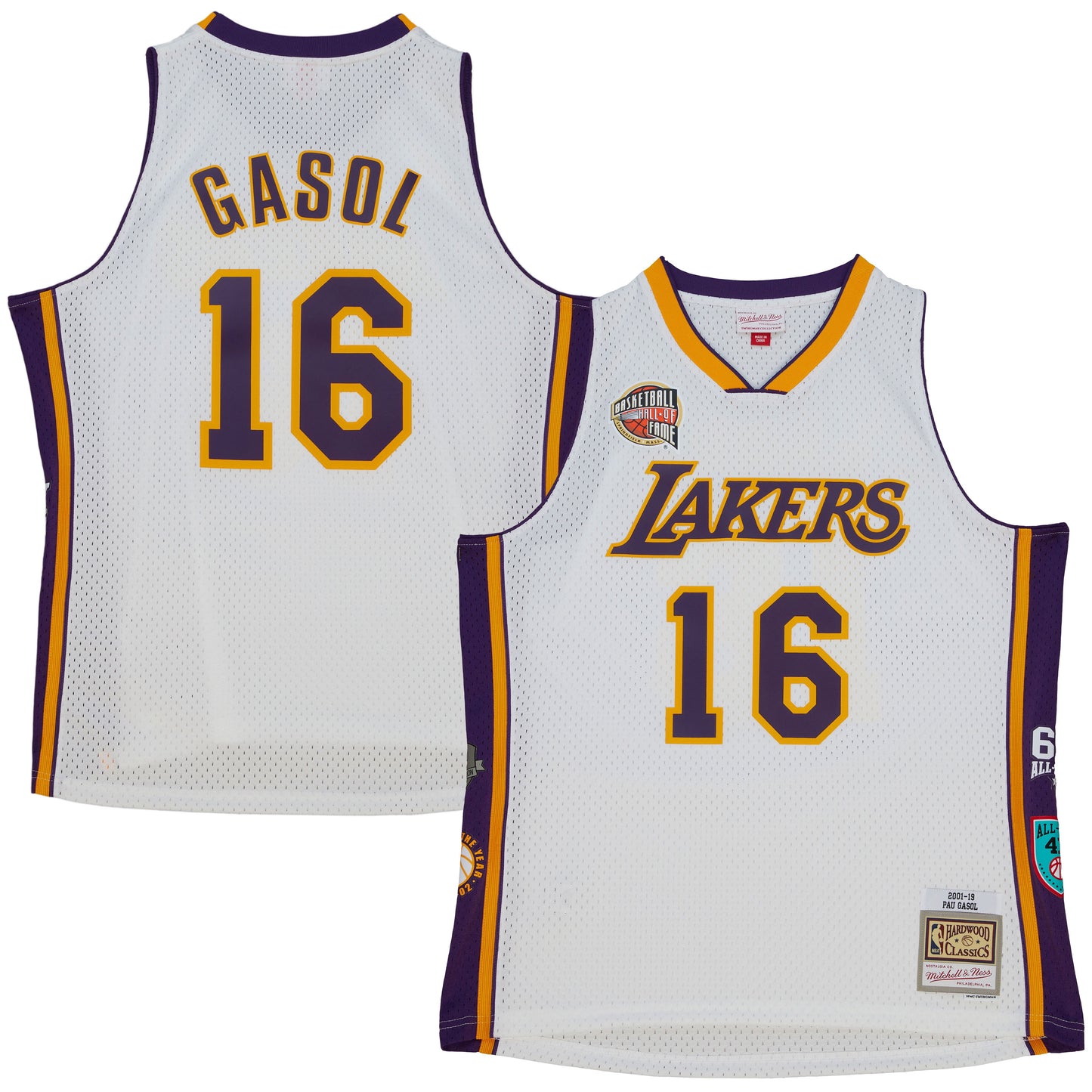 Pau Gasol Los Angeles Lakers Mitchell & Ness Unisex Hall of Fame Class of 2023 Throwback Swingman Jersey - White